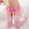 Lace Floral Top Sexy Suspenders + Sexy Knee High Nylon Stockings Set