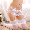 Lace Floral Top Sexy Suspenders + Sexy Knee High Nylon Stockings Set