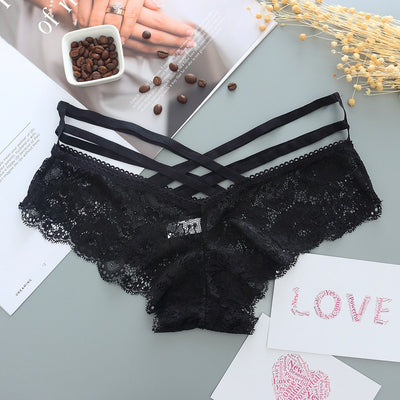 Lace Low-rise Cross strap Lingerie G String Panties